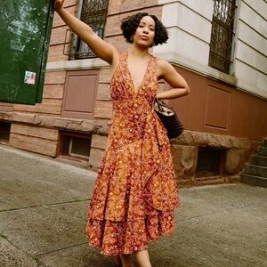 J. Crew Cross Back Ruffle Hem Dress in Vintage Vines Size 00 / XXS